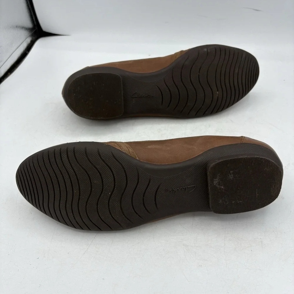 Clarks Collection Shoes Womens Size 8 W Wide Sara Erin Ballet Flat Brown
